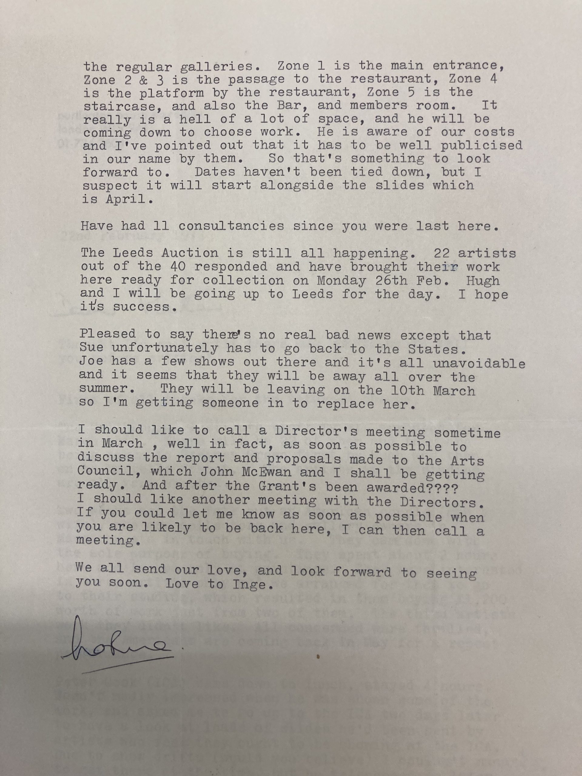 Letter to Peter Sedgley 8 Aug 1973 from Lindy C. Huthinson, Secretary of the RA (p2)