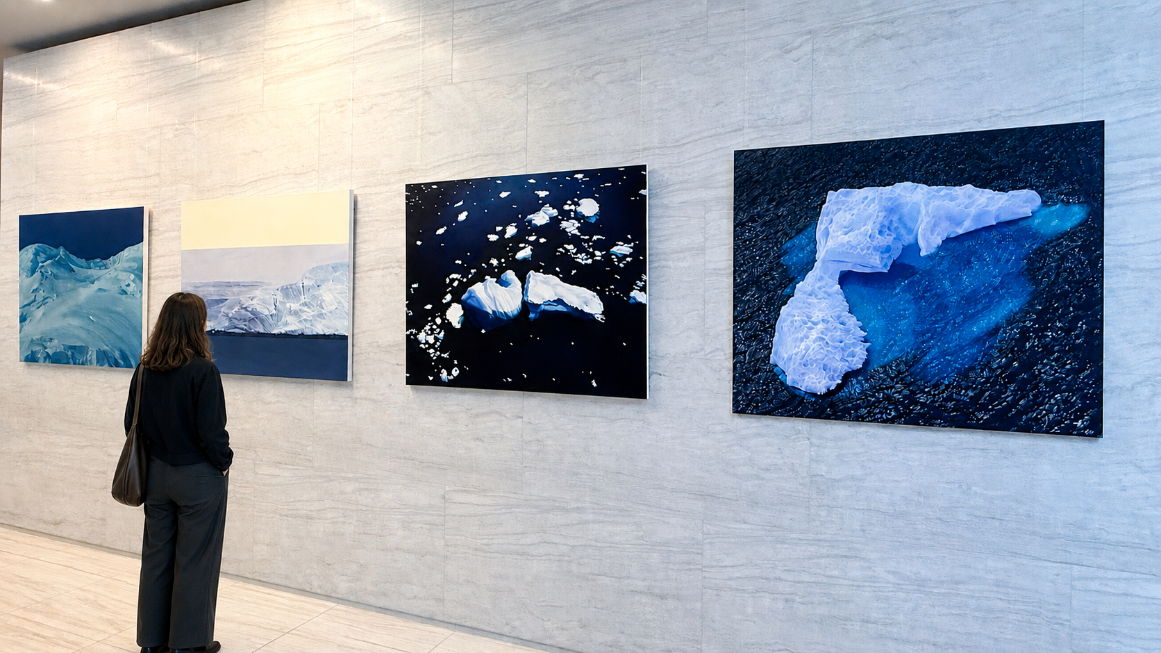Installation of paintings at 2 Gresham St, London